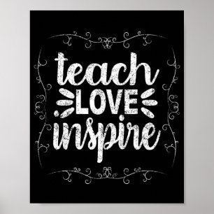 3- Teach Love Inspire Shirt, Retro  leraar Poster