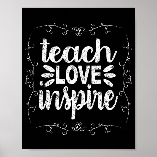 3- Teach Love Inspire Shirt, Retro  leraar Poster (Voorkant)