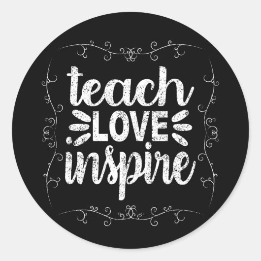 3- Teach Love Inspire Shirt, Retro leraar Ronde Sticker (Voorkant)