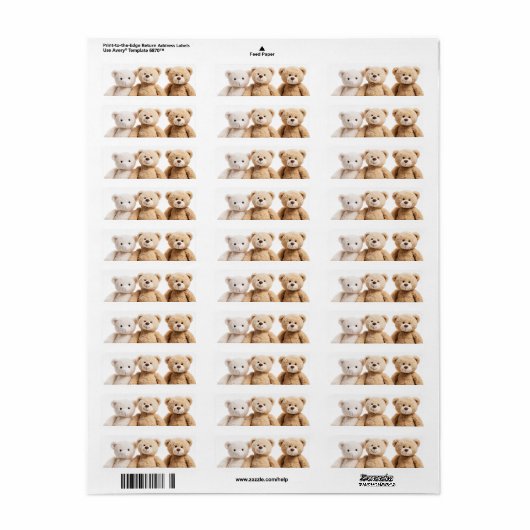 3 teddy bears  etiket (Full Sheet)