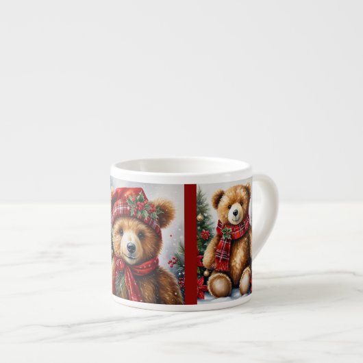 3 teddyberen om een naam voor een kersttheefeest t espresso kop (Voorkant rechts)
