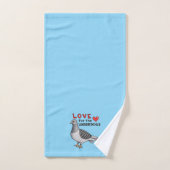 3-teiliges Handtuchset in Hellblau mit Taubenmotiv Bad Handdoek (Handdoek)