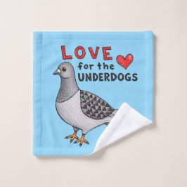 3-teiliges Handtuchset in Hellblau mit Taubenmotiv Bad Handdoek