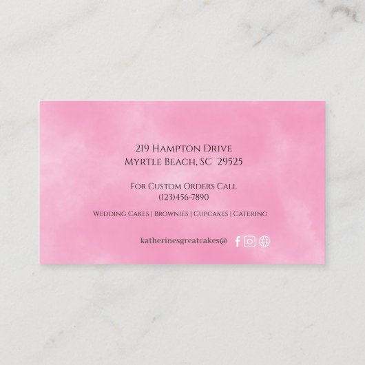 3-tier roze moderne taart bakkerij bedrijf visitekaartje (Achterkant)