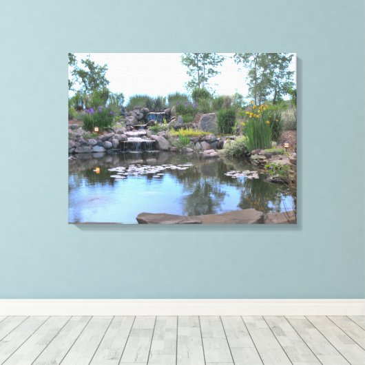 3-tier waterval koi vijver canvas afdruk (Insitu (Houten vloer))