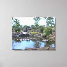 3-tier waterval koi vijver canvas afdruk