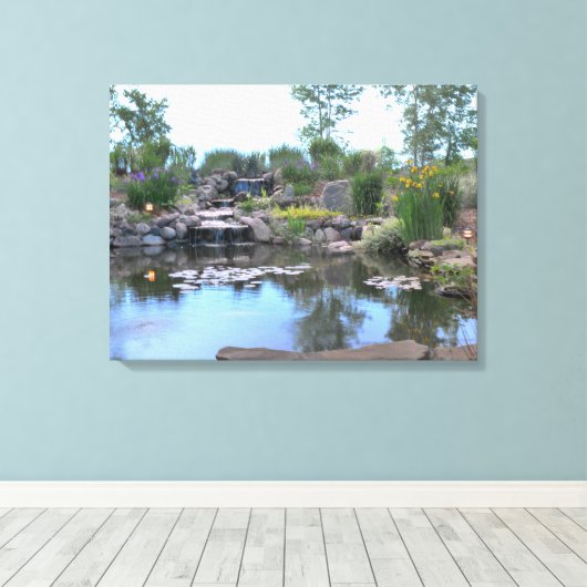3-tier waterval koi vijver canvas afdruk (Insitu (Houten vloer))