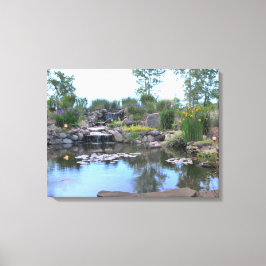 3-tier waterval koi vijver canvas afdruk