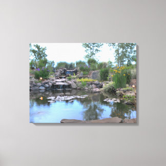 3-tier waterval koi vijver canvas afdruk