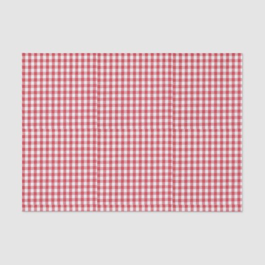 3 Tissue Sheets, Red & White Gingham Check Pattern Tissuepapier (Voorkant)