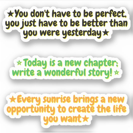 3 Todays Motivational Quotes | Inspirational Sticker (Voorkant)