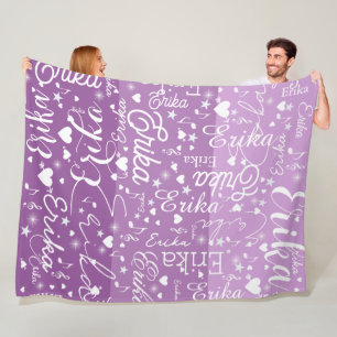 3-tonen van Paarse harten, sterren en Muzieknoten Fleece Deken