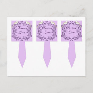 3 Tortelduifjes Paarse/Lavendel Cup Cake Picks Briefkaart