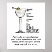 3 tot 1 (Wet) Martini Cocktail Recipe Art 16 "x20" Poster (Voorkant)