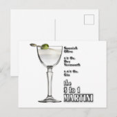3 tot 1 (Wet) Martini Cocktail Recipe Art. Briefkaart (Voorkant / Achterkant)