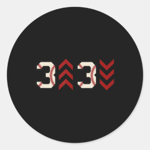 3 tot 3 met 3 met drie met drie met Baseball Softb Ronde Sticker