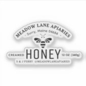 3" Transparant Vinyl Sticker 12oz skep Honingpot (Voorkant)