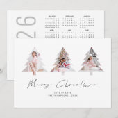 3 Tree Shape foto's 2026 Kalender Vrolijk Kerstfee Feestdagenkaart (Voorkant / Achterkant)