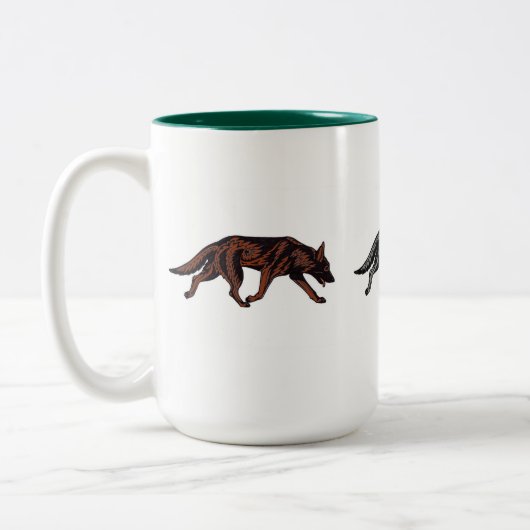 3 Tribale Duitse herders Tweekleurige Koffiemok (Links)