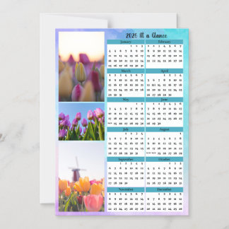 3 Tulip Image At a Glance Calendar Magnetische Uitnodiging