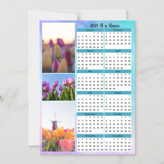 3 Tulip Image At a Glance Calendar Magnetische Uitnodiging (Voorkant)