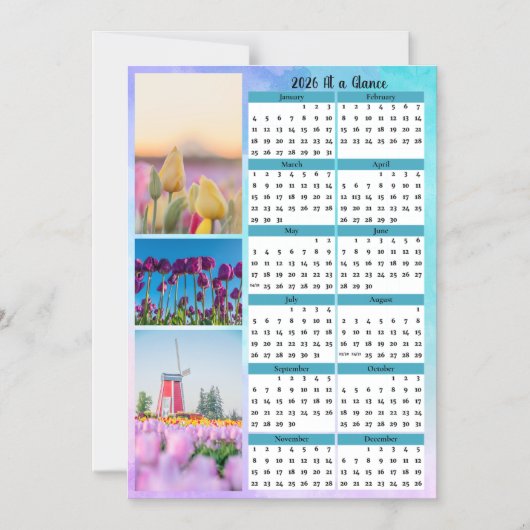 3 Tulpenbeeld Overzichtkalender Magnetische Uitnodiging (Voorkant)