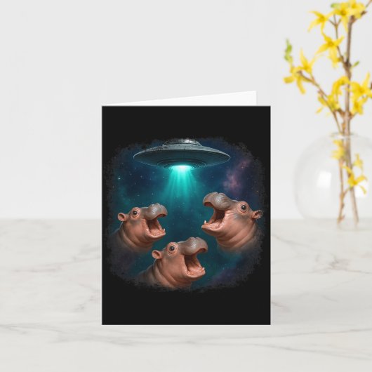 3 Ufo Baby Hip Funny Hiptamus Graphic Animal Lover Kaart (Gele Bloem)