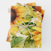 3 Unieke design van zonnebloem met patroon Inpakpapier Vel (In situ)