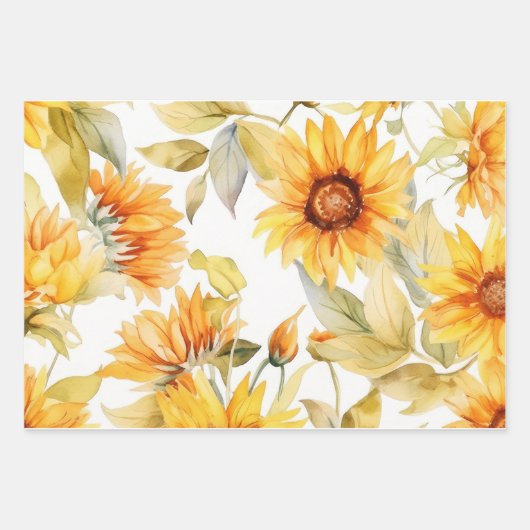 3 Unieke design van zonnebloem met patroon Inpakpapier Vel (Voorkant 2)