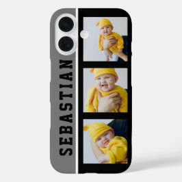 3 Unieke, op maat gemaakte foto's en namen iPhone 16 Hoesje