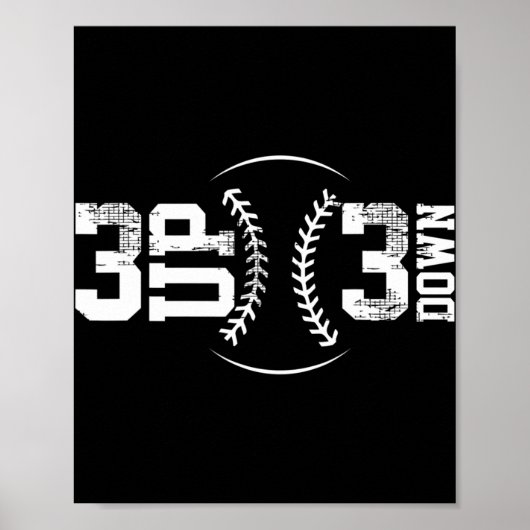 3 UP 3 Down Baseball Poster (Voorkant)