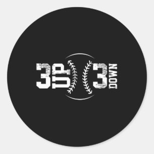 3 UP 3 Down Baseball Ronde Sticker