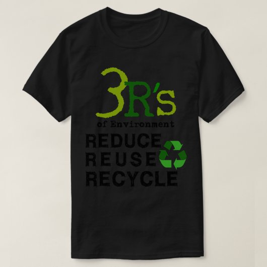 3 V van Milieu Verminder Hergebruik RecyclenBewaar T-shirt (Design voorkant)
