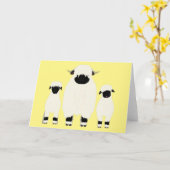 3 Valais Black Nose Sheep in een rij Kaart (Gele Bloem)