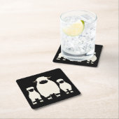 3 Valais Black Nose Sheep in een rij Kartonnen Onderzetters (Insitu)