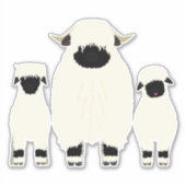 3 Valais Black Nose Sheep in een rij Sticker (Voorkant)