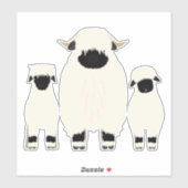 3 Valais Black Nose Sheep in een rij Sticker (Vel)