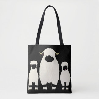 3 Valais Black Nose Sheep op rij Tote Bag
