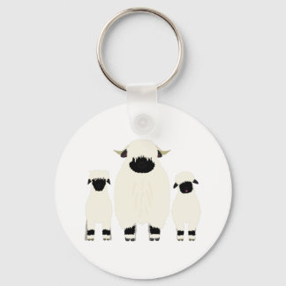 3 Valais Blerkse schapen op rij Sleutelhanger