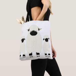 3 Valais Sheep op rij Tote Bag