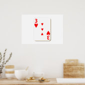 3 van Kaart voor het spelen van harten Poster (Keuken)