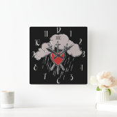3 van Swords Love Heart Tarot Illustration Vierkante Klok (Huis)