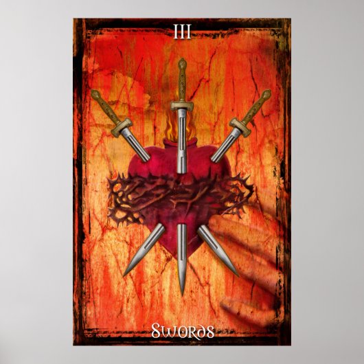 3 van Swords Tarot Print (Voorkant)