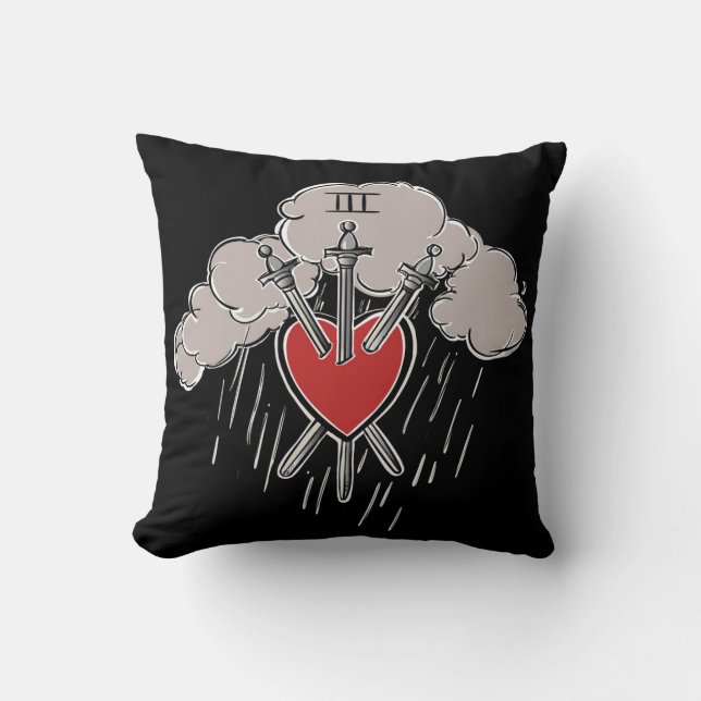 3 van Zwaarden Liefde Hart Tarot Illustratie Decor Kussen (Voorkant)