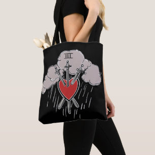3 van Zwaarden Liefde Hart Tarot Illustratie Decor Tote Bag