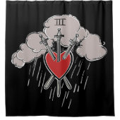 3 van Zwaarden Liefde Hart Tarot Illustratie Douchegordijn (Voorkant)