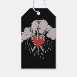 3 van Zwaarden Liefde Hart Tarot Illustratie Drie Cadeaulabel