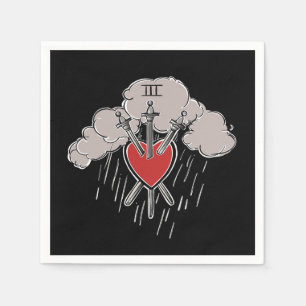 3 van Zwaarden Liefde Hart Tarot Illustratie Drie Servet