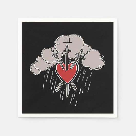 3 van Zwaarden Liefde Hart Tarot Illustratie Drie Servet (Voorkant)
