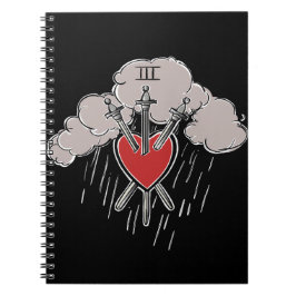 3 van Zwaarden Liefde Hart Tarot Illustratie Notitieboek
